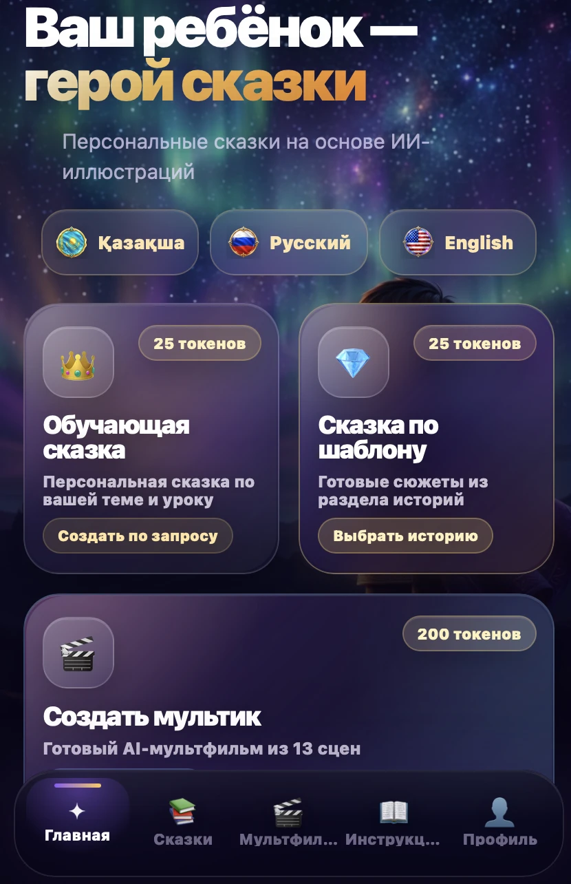 Главный экран приложения MySkazka